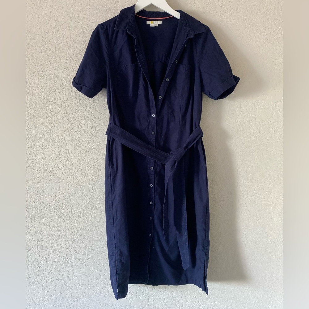 Boden Navy Button-Front Shirt Dress
